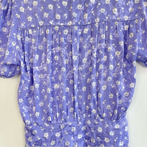 ❌SOLD❌ Free People Lavender Bond Street  Floral Satin Mini Dress short sleeve - Picture 14 of 16